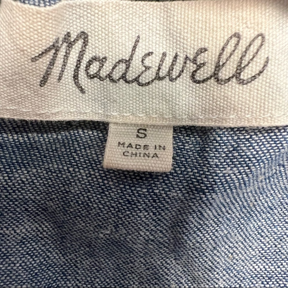 Madewell Chambray Cold-Shoulder Linen/Cotton Blend Denim Dress Size Small - Picture 8 of 9